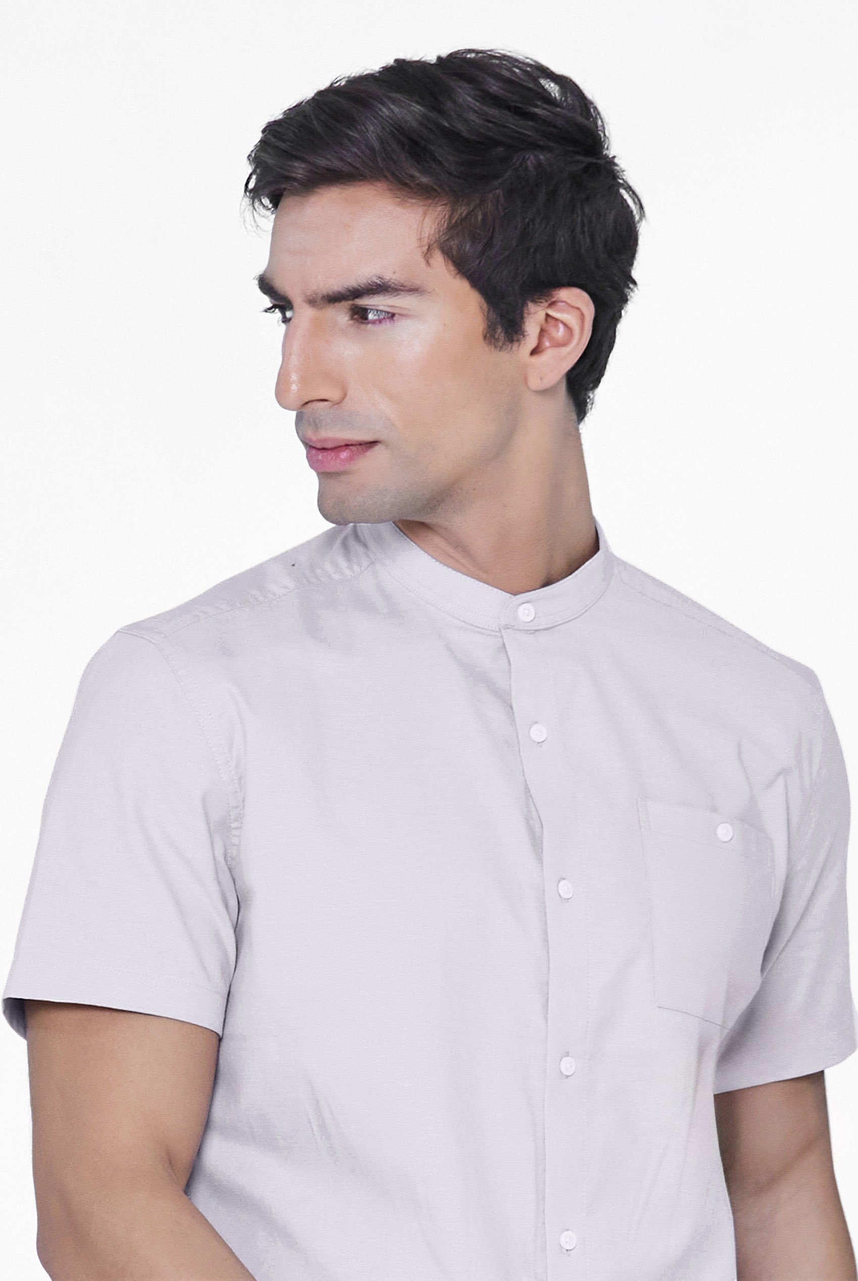 Mens Slim Fit Stand Up Collar Shirt