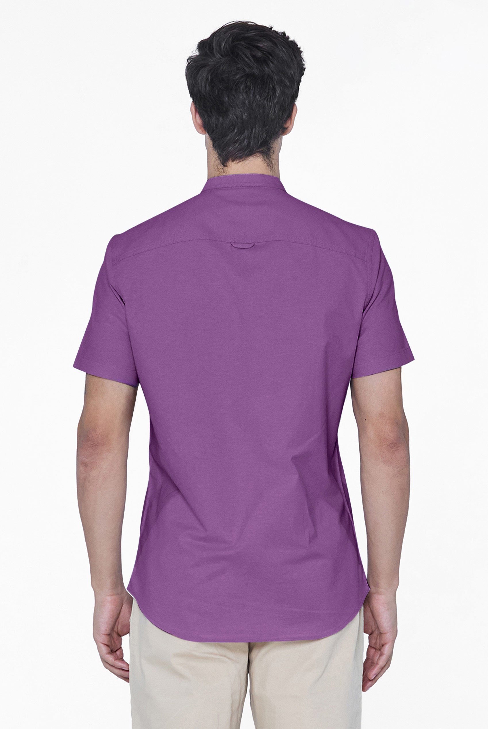 Mens Slim Fit Stand Up Collar Shirt