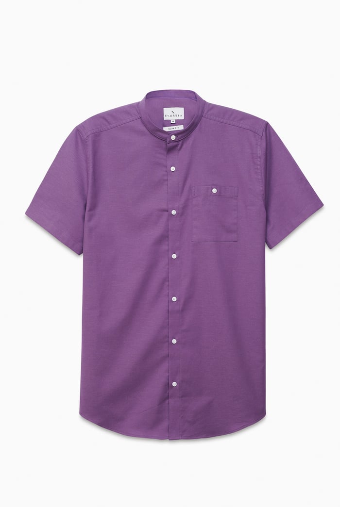 Mens Slim Fit Stand Up Collar Shirt