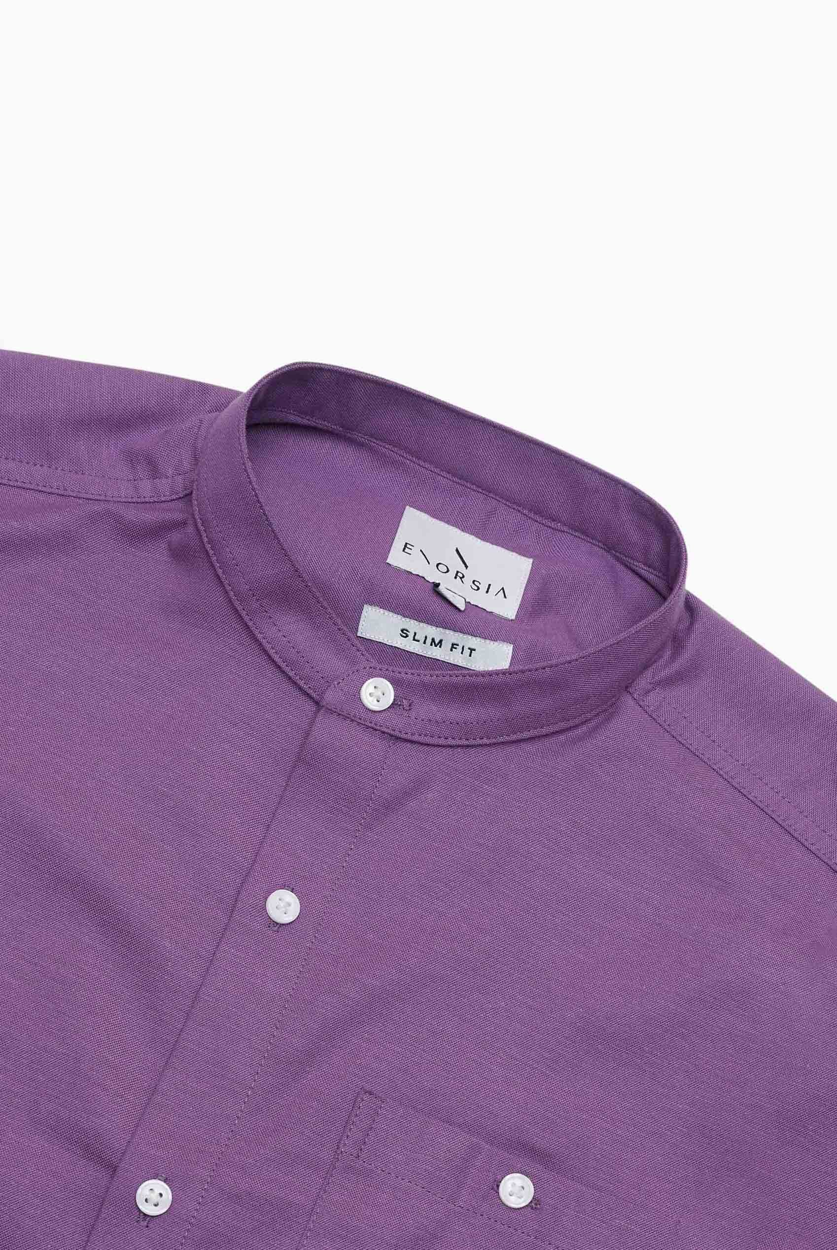 Mens Slim Fit Stand Up Collar Shirt