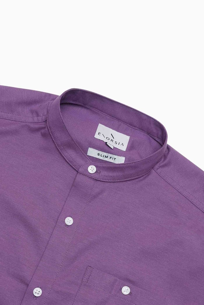 Mens Slim Fit Stand Up Collar Shirt