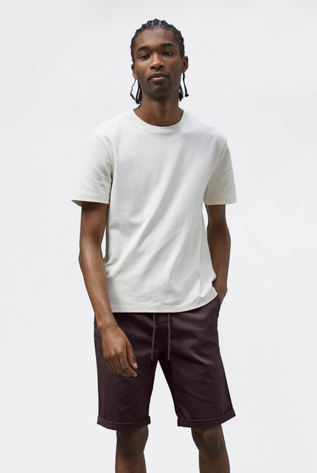 Cream Folded Hem Shorts