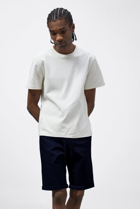 Cream Folded Hem Shorts