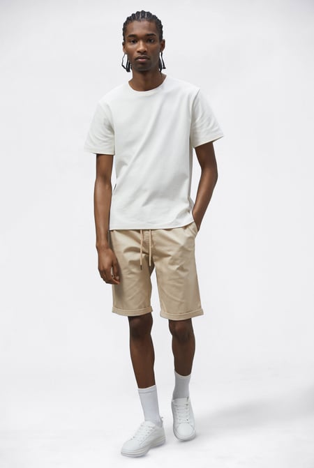 Cream Folded Hem Shorts