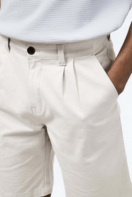 White Straight Leg Short Chino Shorts