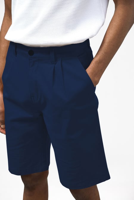 Navy Straight Leg Short Chino Shorts