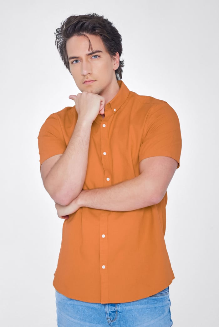 Solid Linen Blend Short Sleeve Shirt
