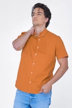 Solid Linen Blend Short Sleeve Shirt