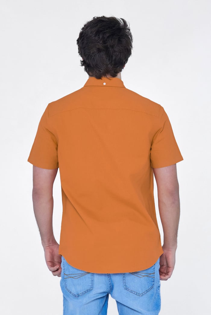 Solid Linen Blend Short Sleeve Shirt