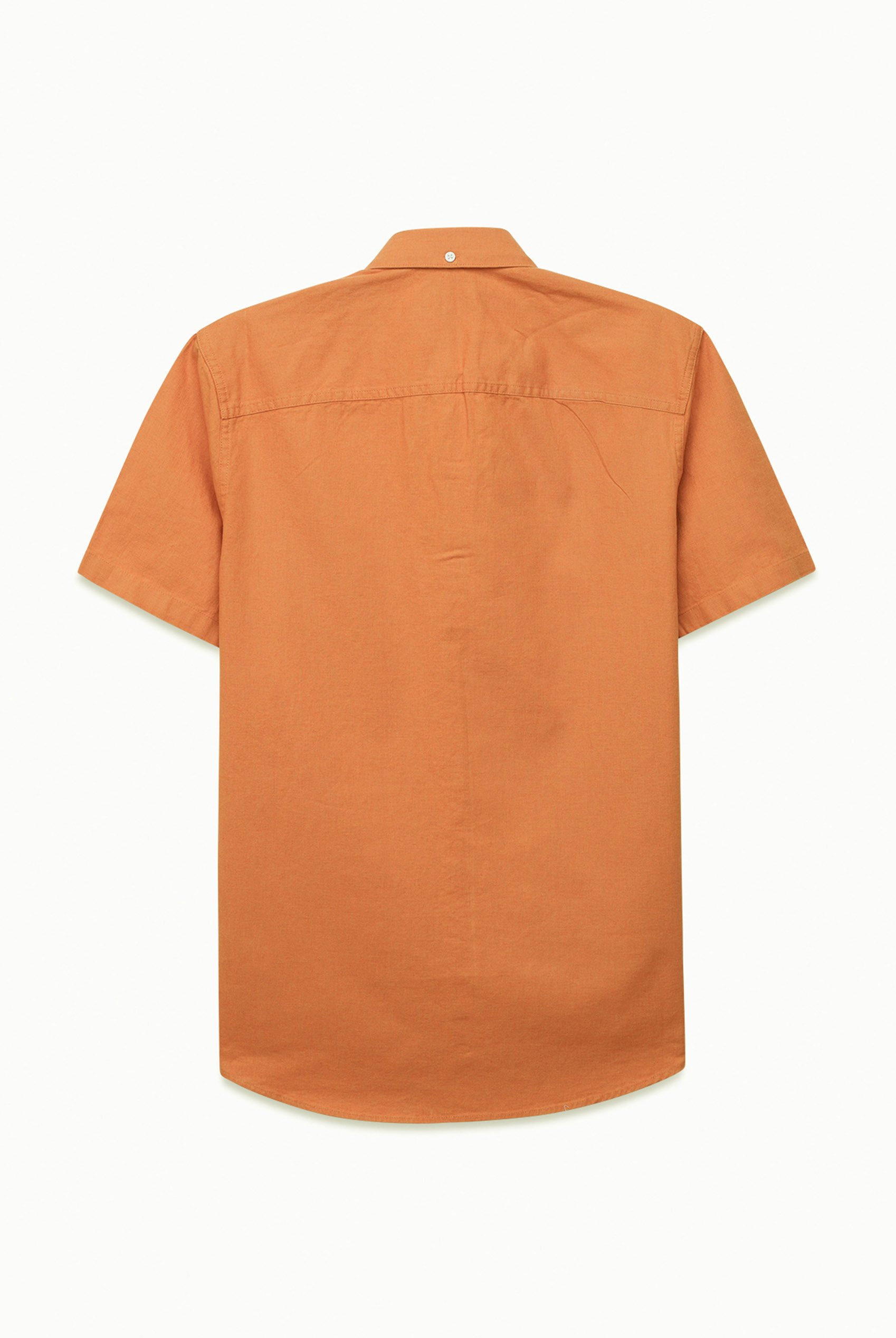Solid Linen Blend Short Sleeve Shirt