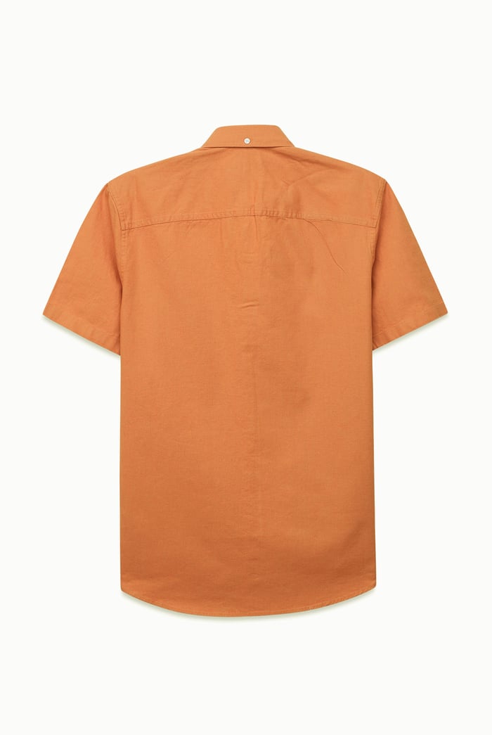 Solid Linen Blend Short Sleeve Shirt