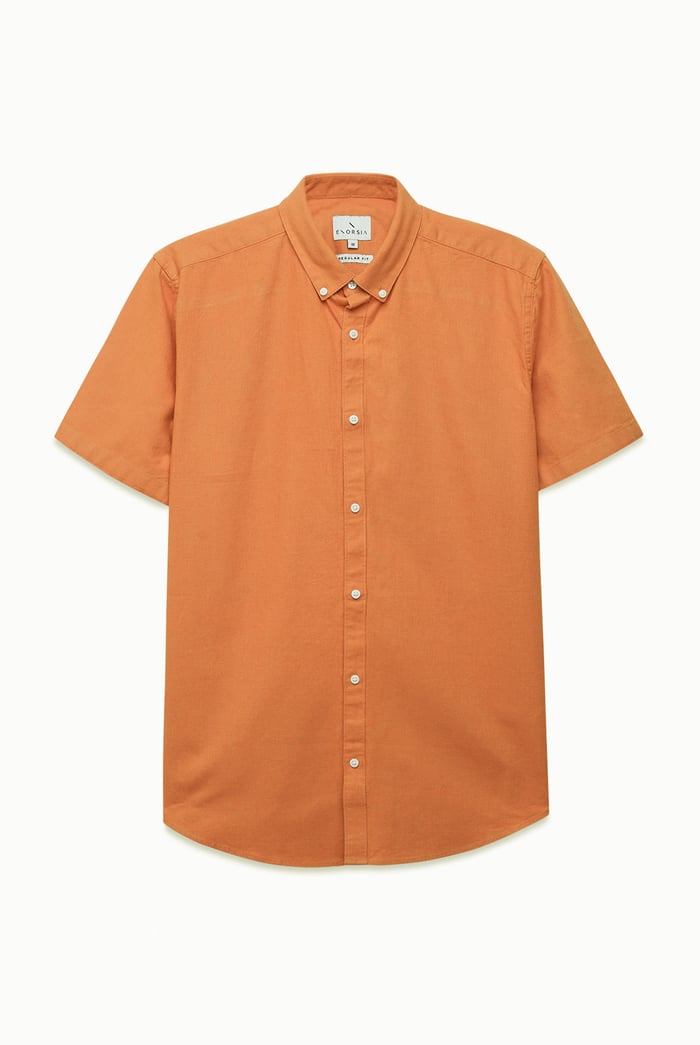 Solid Linen Blend Short Sleeve Shirt