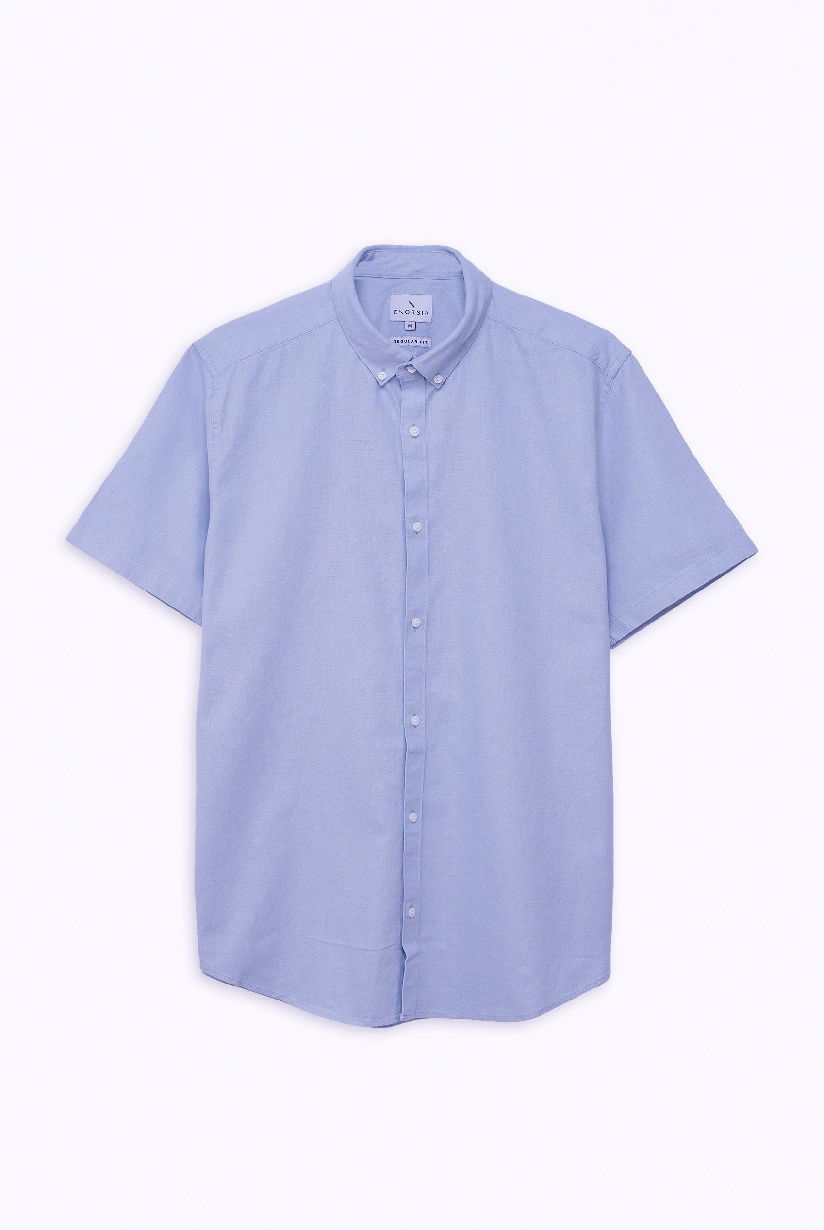 Solid Linen Blend Short Sleeve Shirt