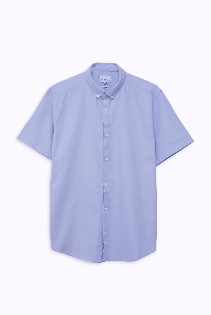 Solid Linen Blend Short Sleeve Shirt