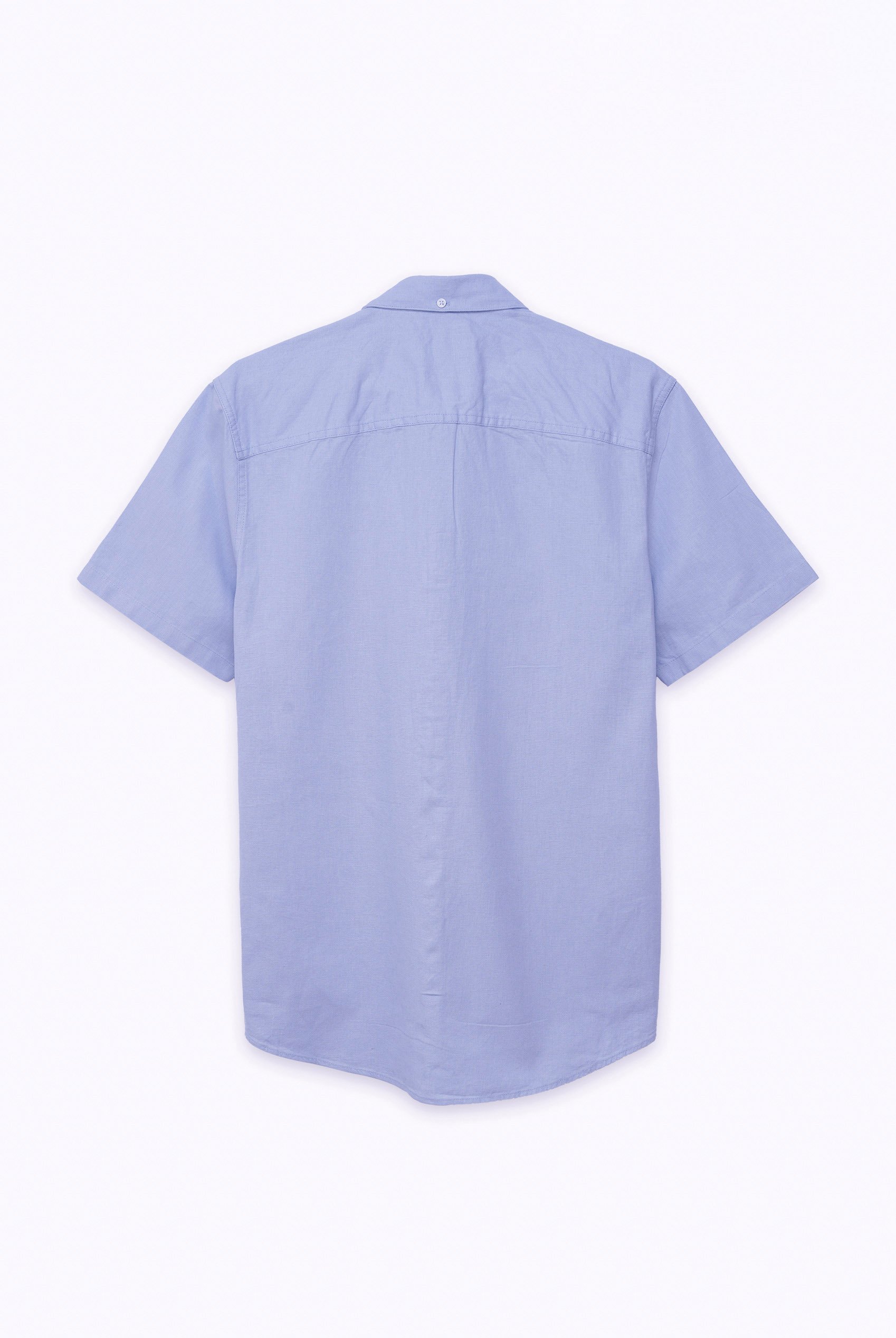 Solid Linen Blend Short Sleeve Shirt