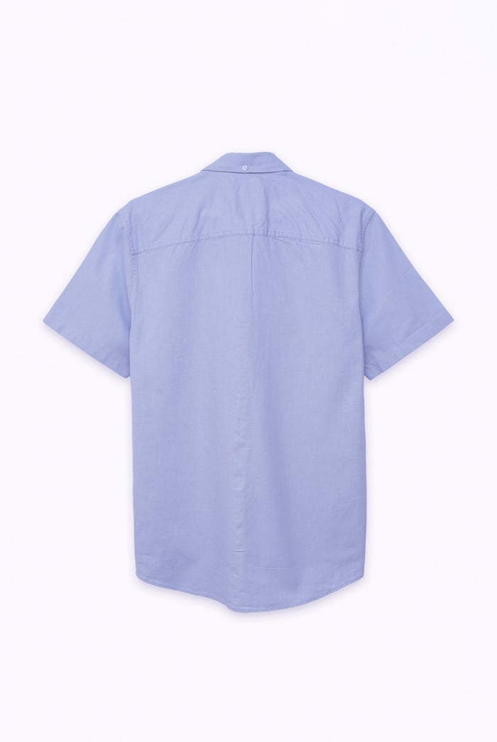 Solid Linen Blend Short Sleeve Shirt
