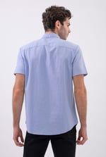 Solid Linen Blend Short Sleeve Shirt