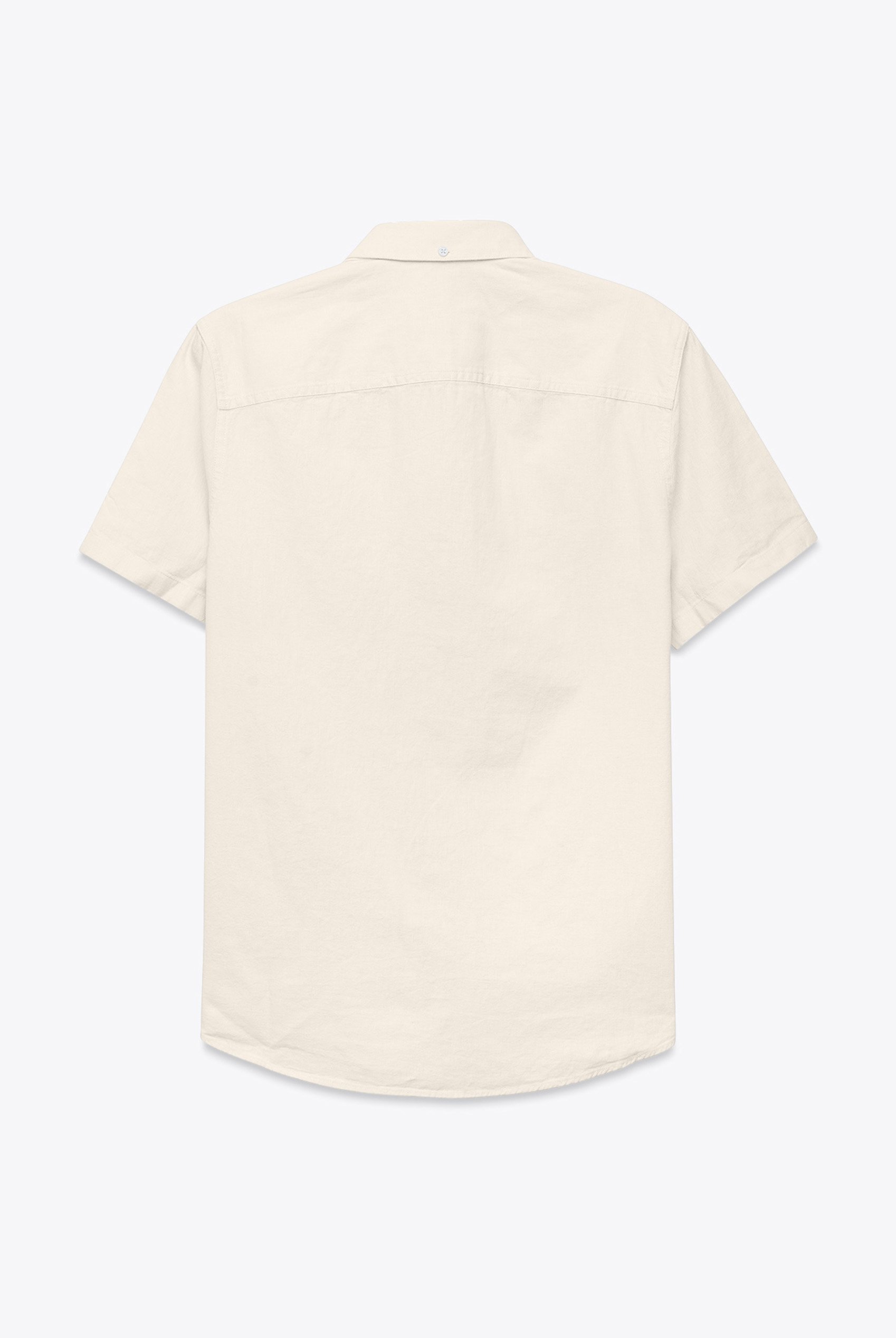 Solid Linen Blend Short Sleeve Shirt