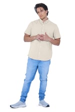 Solid Linen Blend Short Sleeve Shirt