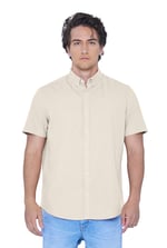 Solid Linen Blend Short Sleeve Shirt