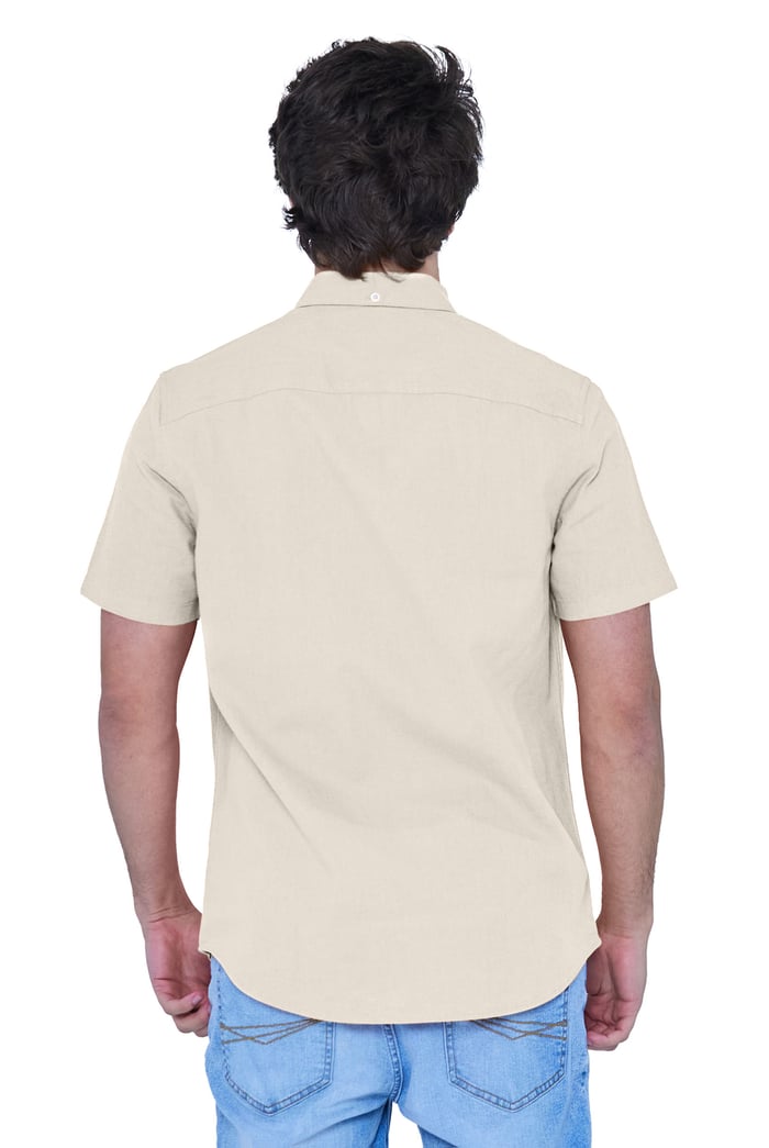 Solid Linen Blend Short Sleeve Shirt