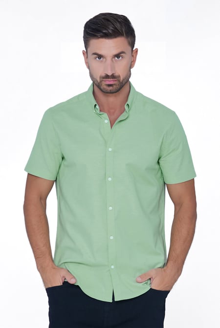 Mens White Solid Short Sleeve Shirt