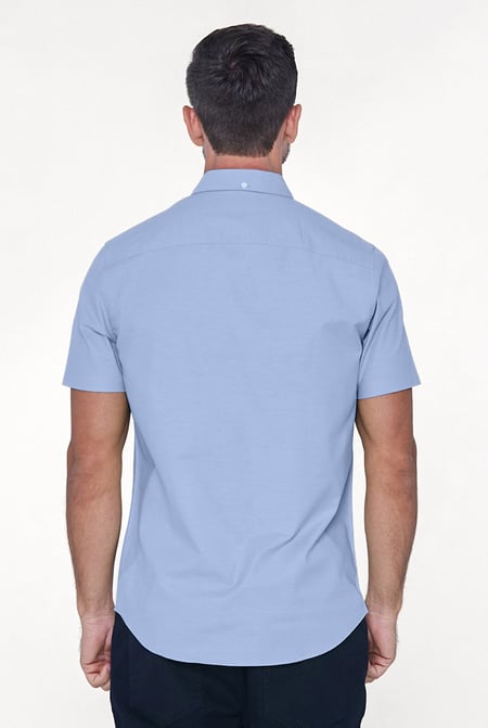 Mens Blue Solid Short Sleeve Shirt