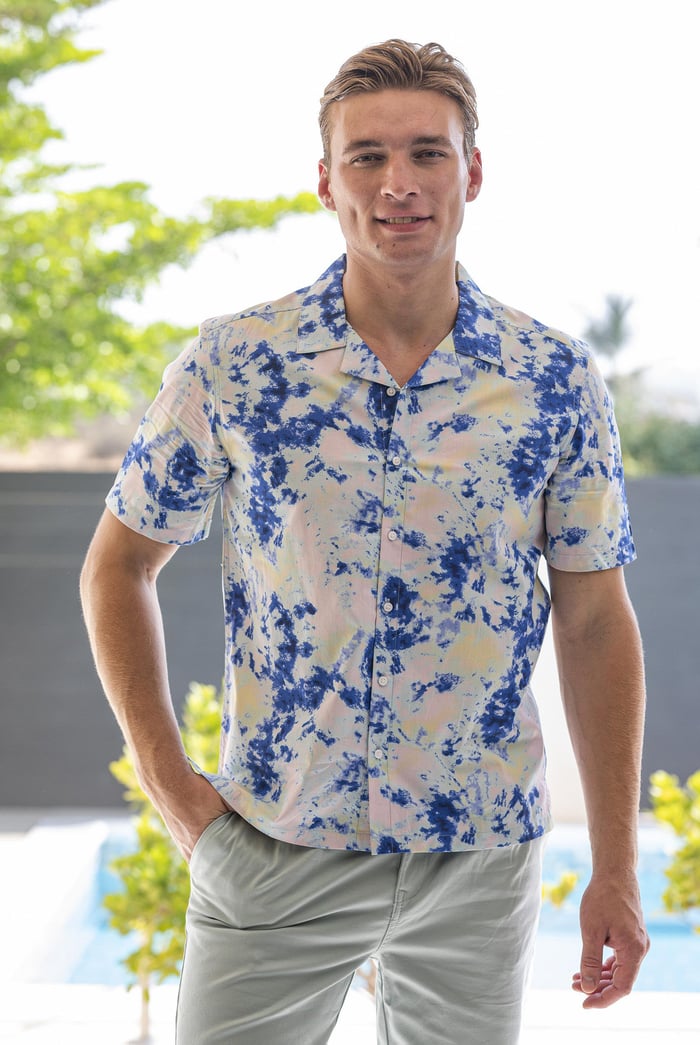 Revere Collar Short Sleeves Printed Shirt