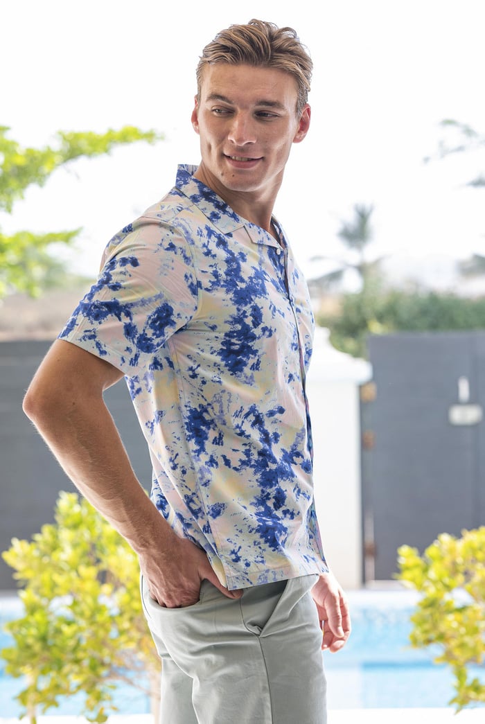 Revere Collar Short Sleeves Printed Shirt