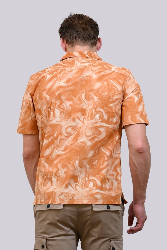 Revere Collar Short Sleeves Printed Shirt