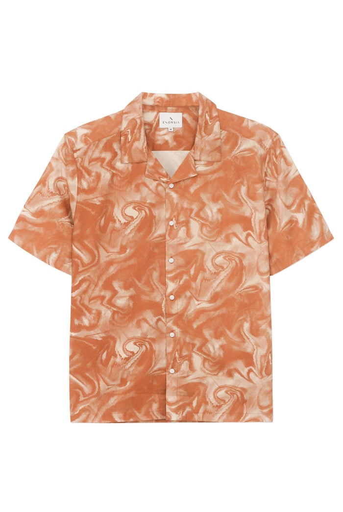 Revere Collar Short Sleeves Printed Shirt