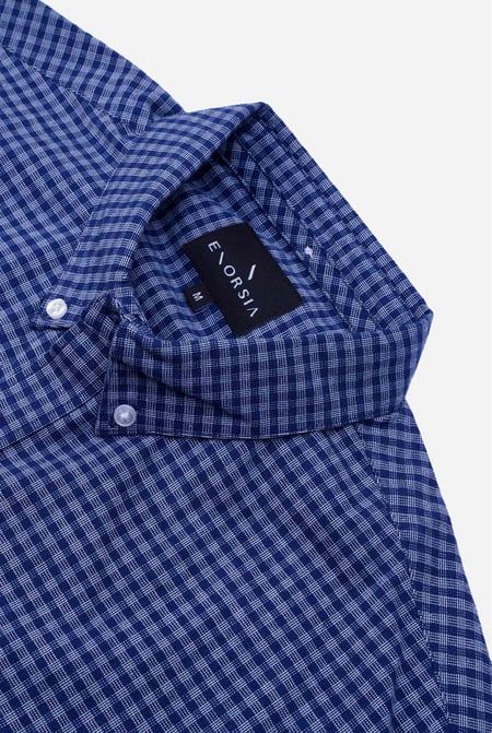 Mens Blue Classic Regular Fit Check Shirt