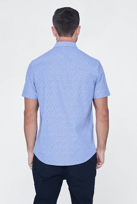 Blue Printed Short Sleeve Shirt
