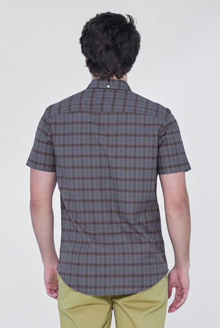 Grey Check Short Sleeve Oxford Shirt