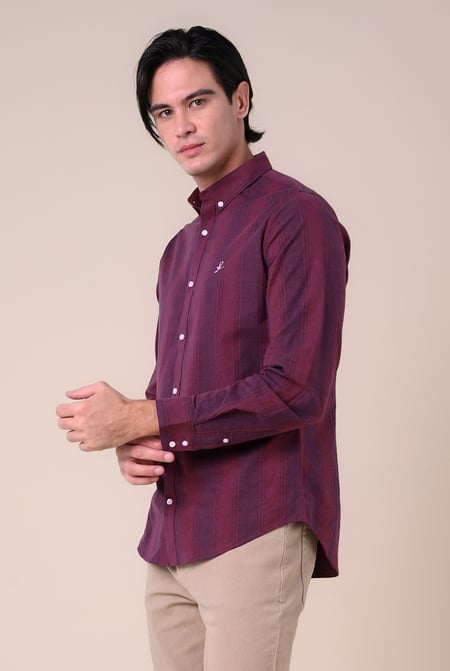Mens Red Stripe Long Sleeve Shirt