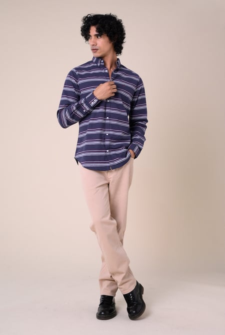 Mens Black Stripe Long Sleeve Shirt