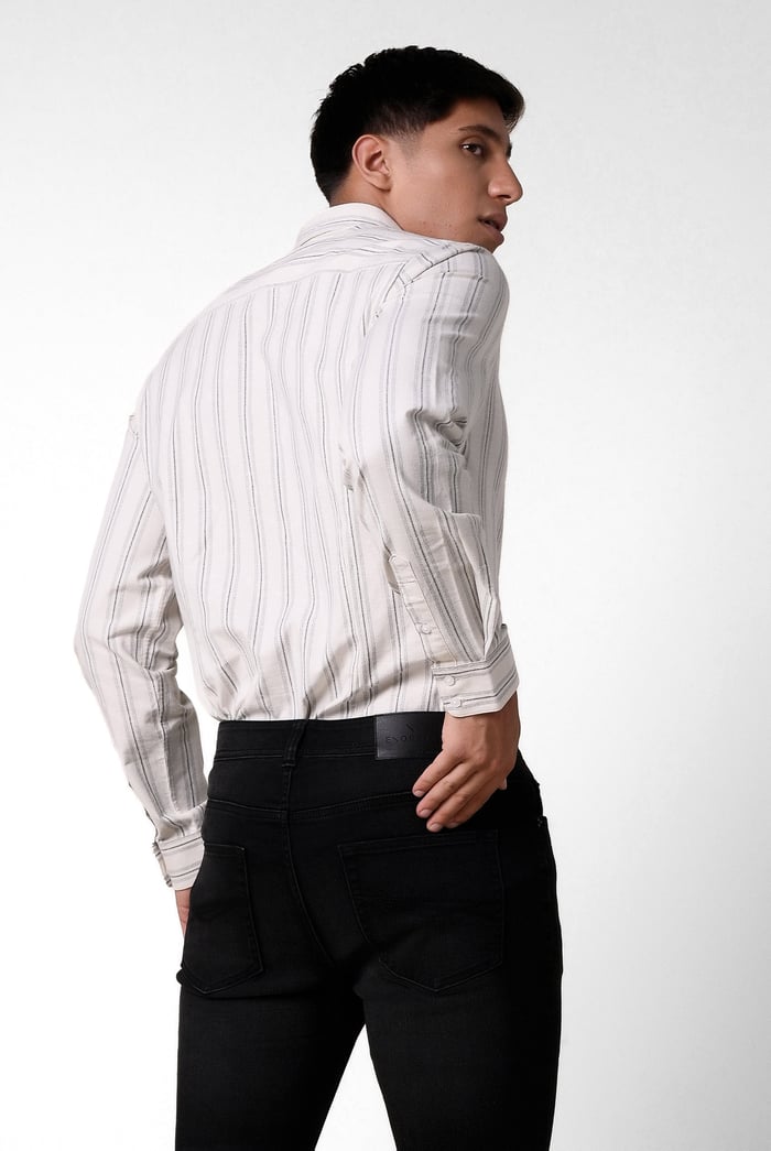 Mens Stripe Long Sleeve Shirt