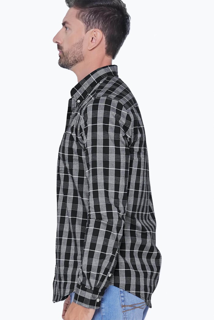 Men Button Down Collar Long Sleeve Shirt