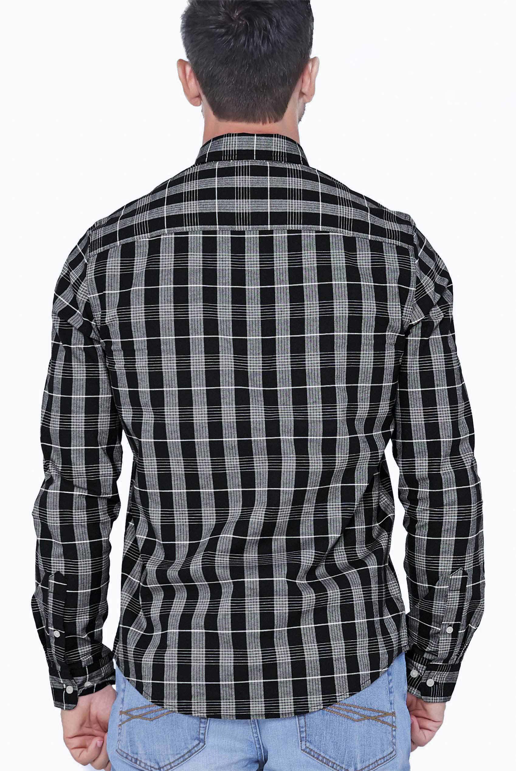 Men Button Down Collar Long Sleeve Shirt