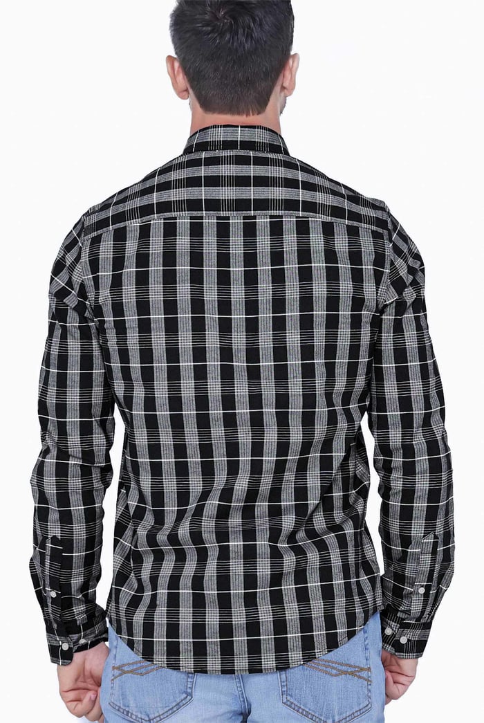 Men Button Down Collar Long Sleeve Shirt