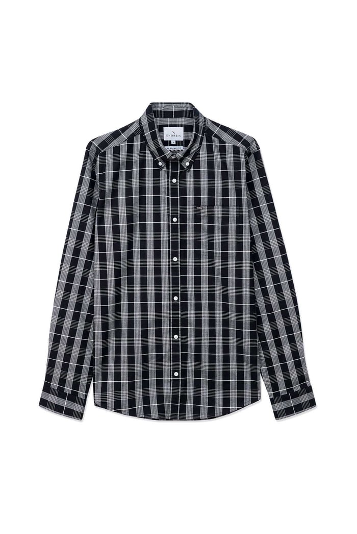 Men Button Down Collar Long Sleeve Shirt