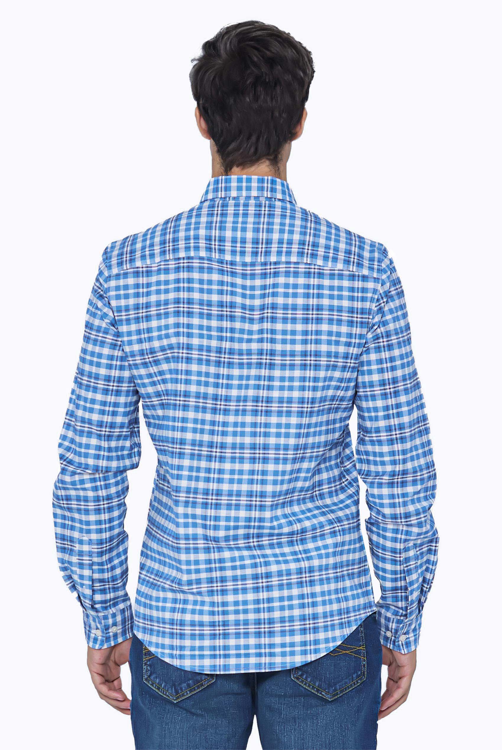 Men Button Down Collar Long Sleeve Shirt