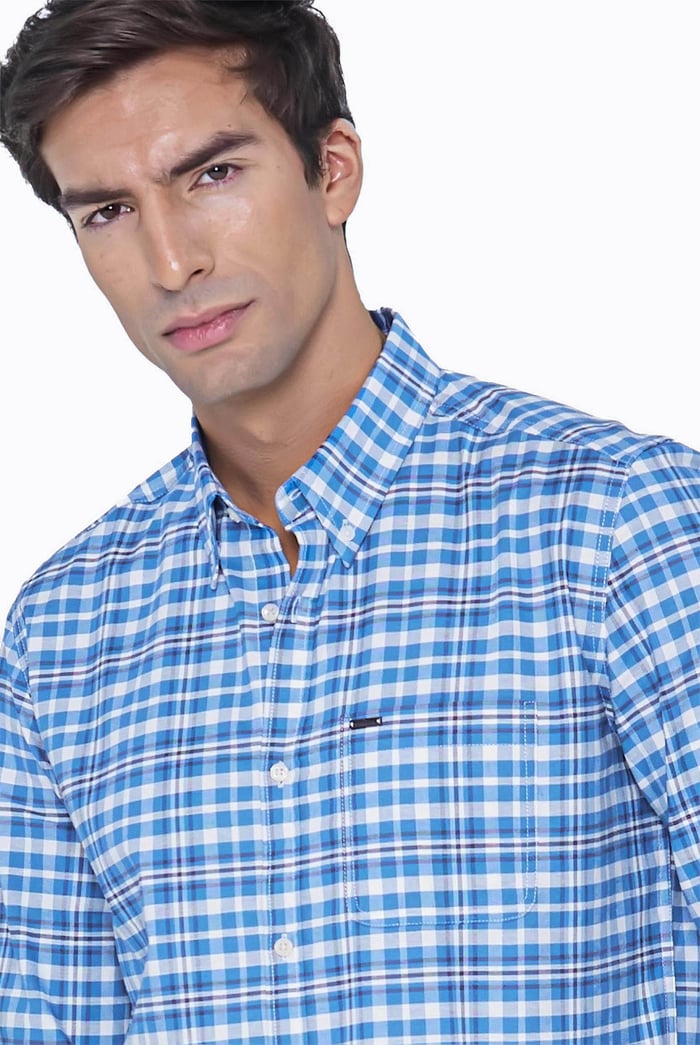 Men Button Down Collar Long Sleeve Shirt