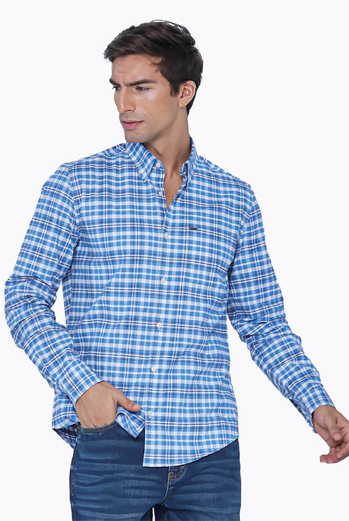 Men Button Down Collar Long Sleeve Shirt