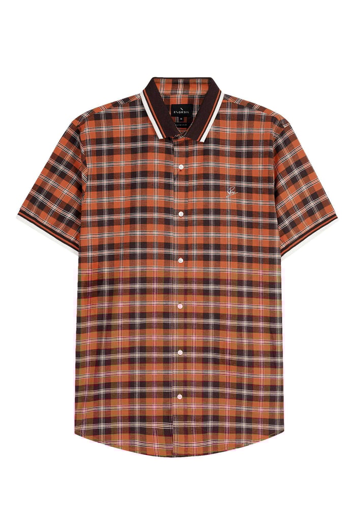 Mens Short Sleeve Shirt With Rib Collar