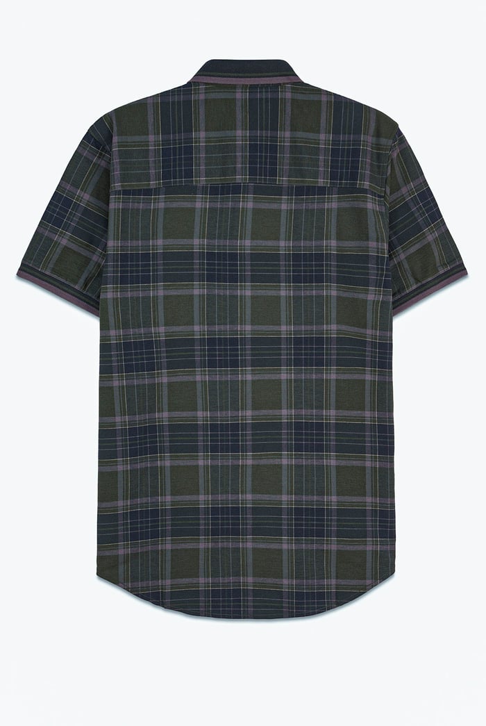Mens Short Sleeve Shirt With Rib Collar