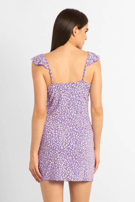 Purple Ruffled Deep V-Neck Tie-Up Camisole