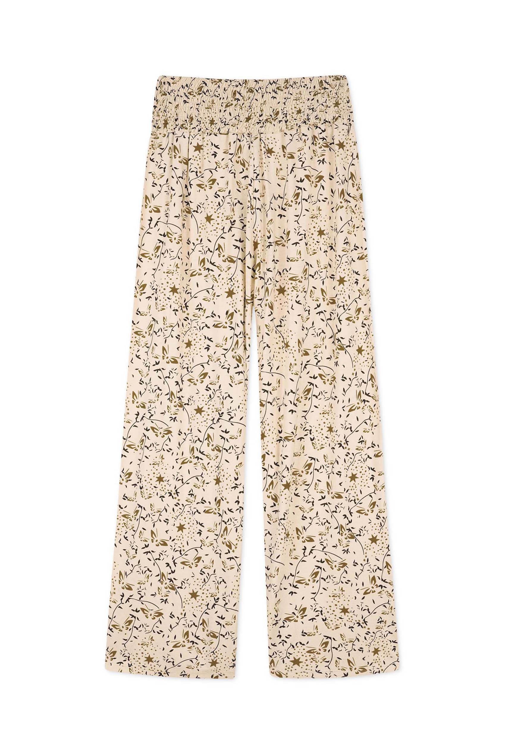 Womens Printed Wide Leg Cropped Trousers