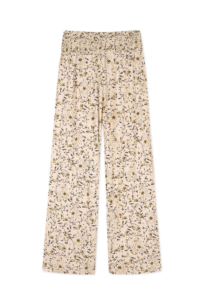 Womens Printed Wide Leg Cropped Trousers