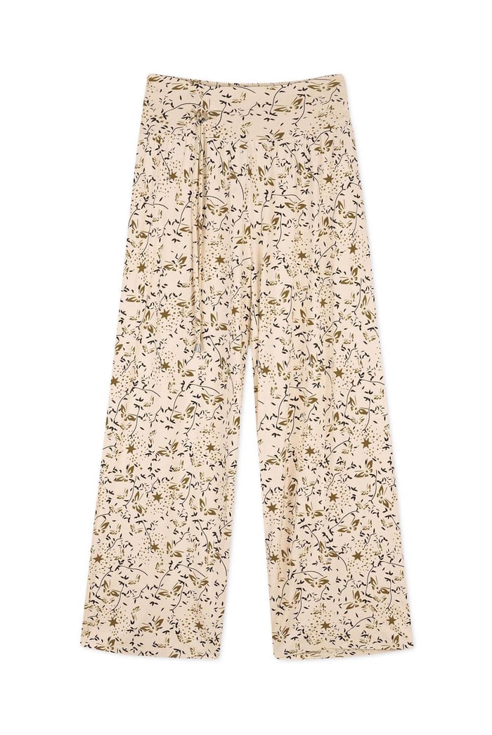 Womens Printed Wide Leg Cropped Trousers